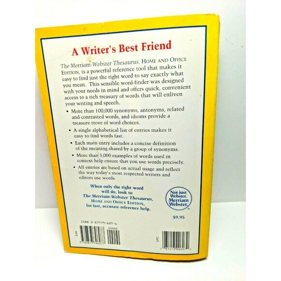 The Merriam-Webster Thesaurus by Inc. Staff Merriam-Webster (1991, Paperback) - Picture 2 of 4